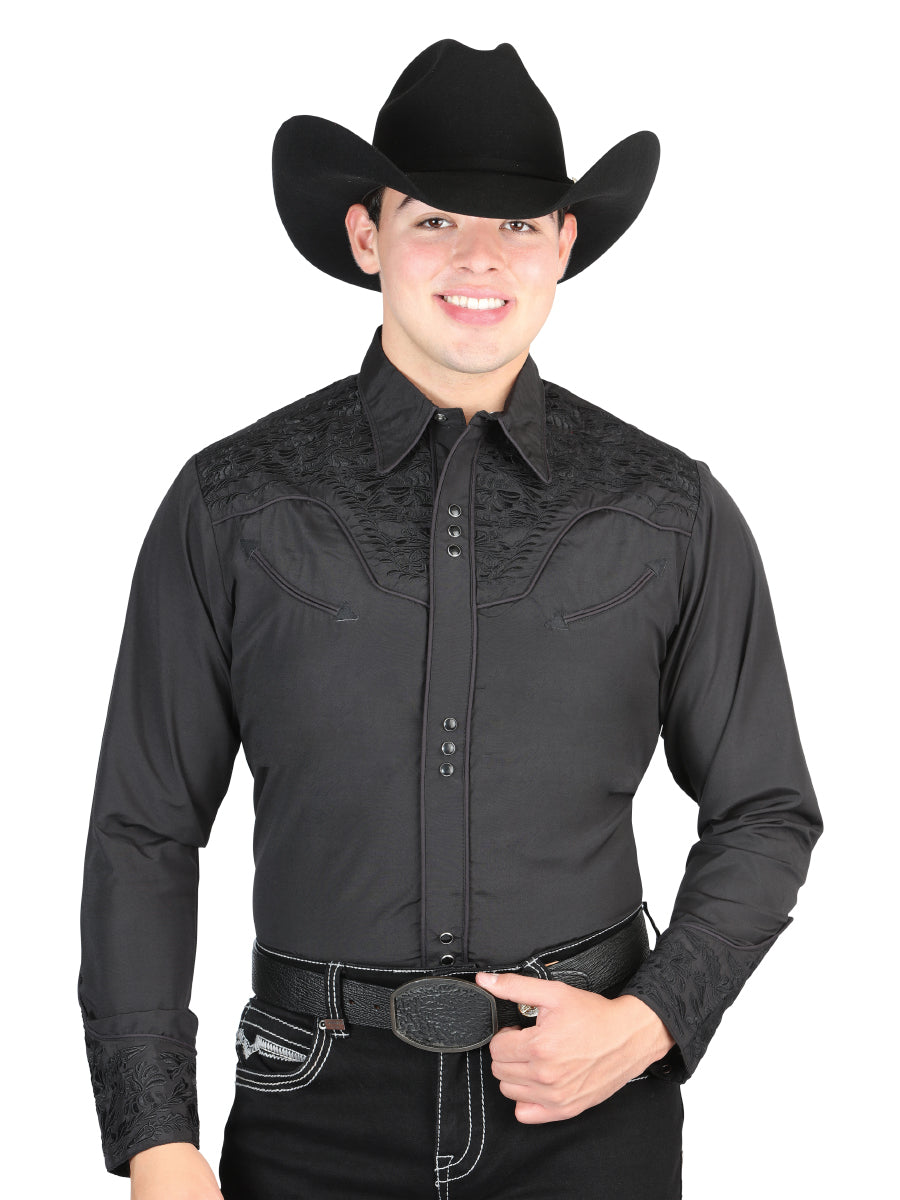 El General Embroidery Shirt Black/Black 44331