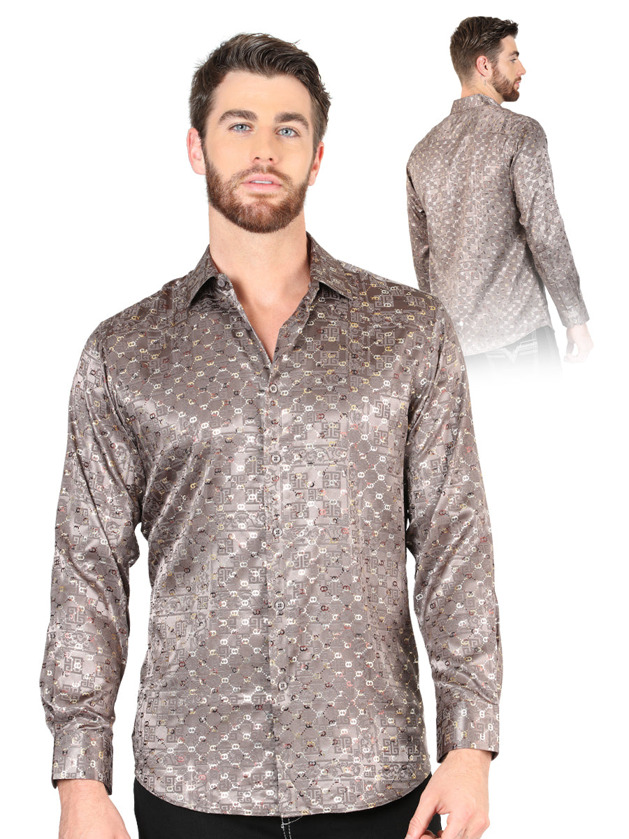 El Senor de los Cielos Men's Brown Casual Long-Sleeve Shirt 44576