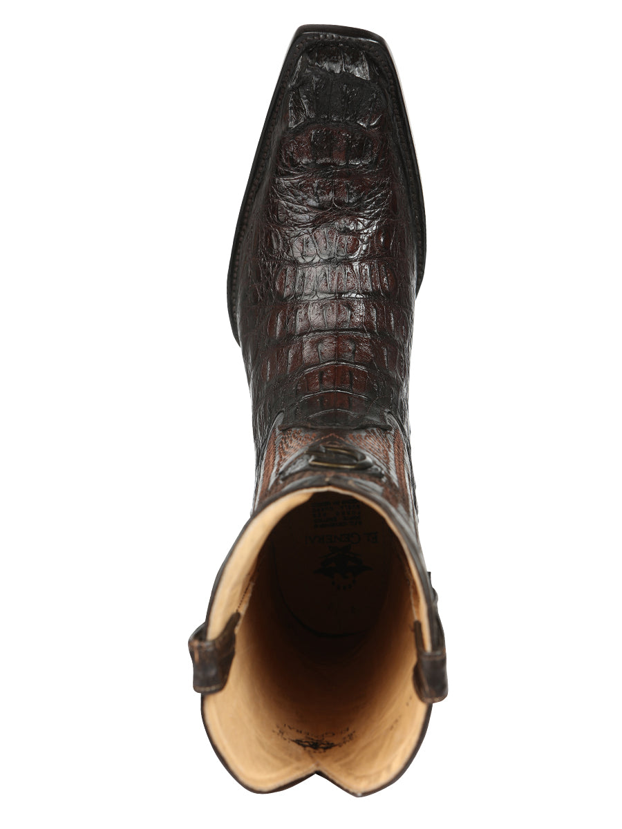 El General Men's Exotic Caiman Nuca Hornback Cowboy Boots - Brown 45082