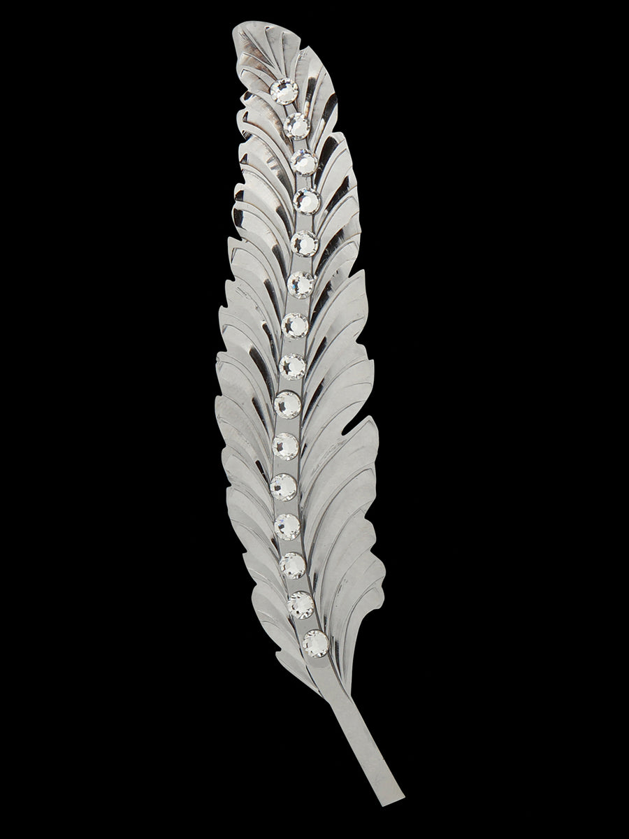 Decorative Metal Hat Feather with Stone Detail 45203