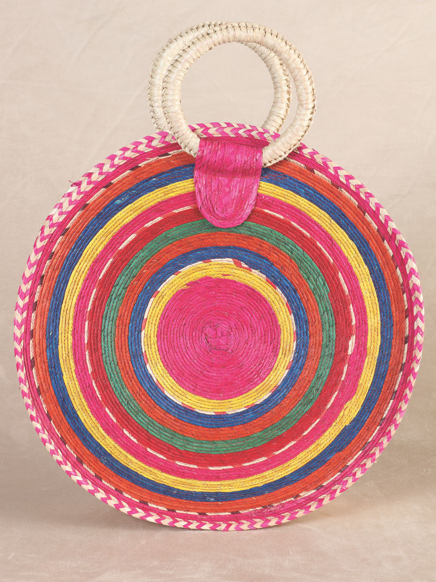 Mexican Artisanal 100% Palm Straw Hand Woven Bag - Multicolor 602298