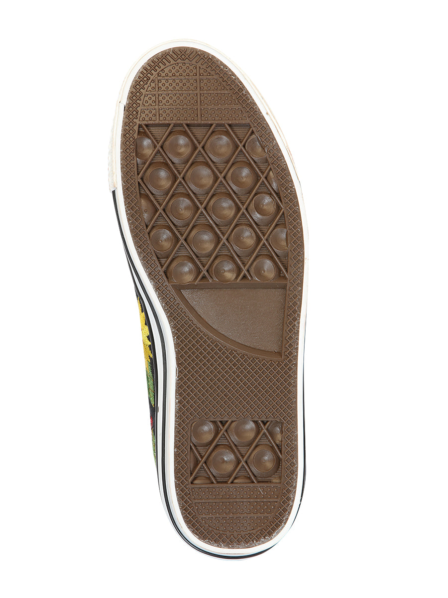 Artisanal Embroidered Sneakers Textile Canvas White 602786
