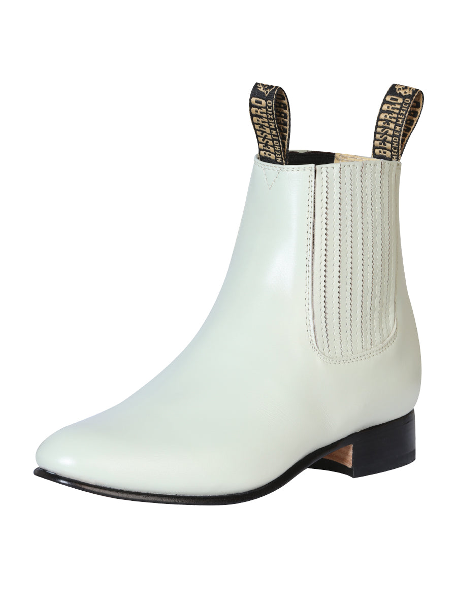 El Besserro Leather Charro Boot – Bone White – made in Mexico - Style 201