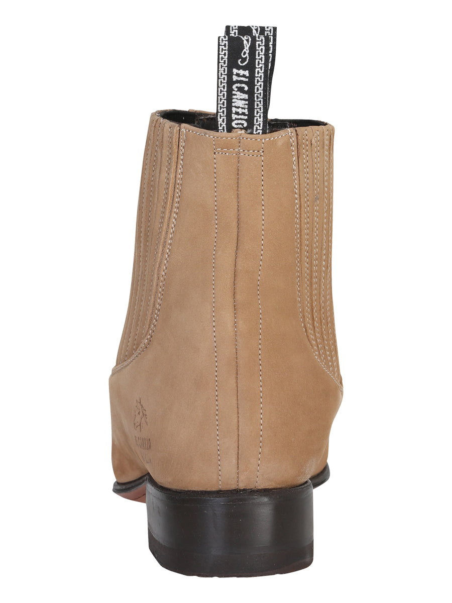 El Canelo "Plata" Premium Charro Ankle Boot – Nubuck Beige – Style 230