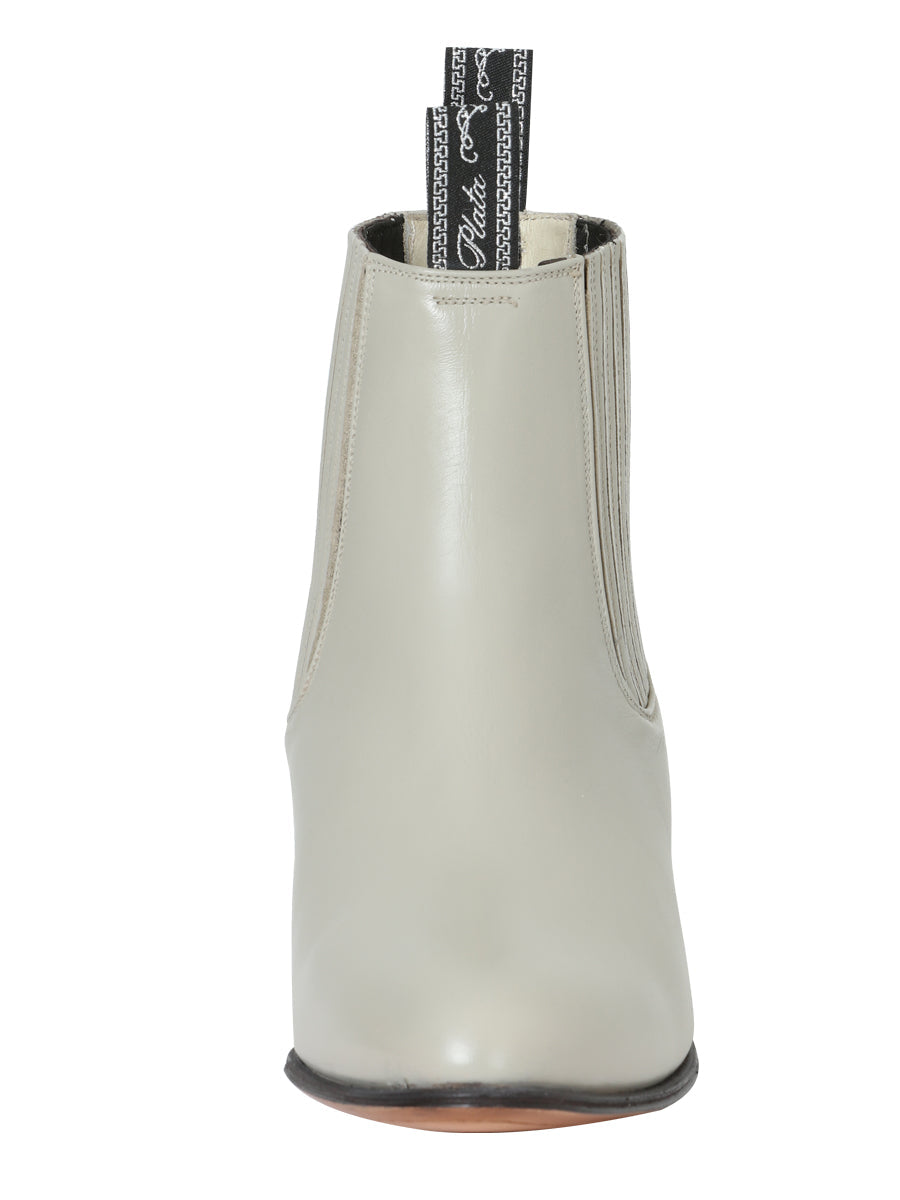 El Canelo "Plata" Premium Charro Ankle Boot – Oyster – Style 233
