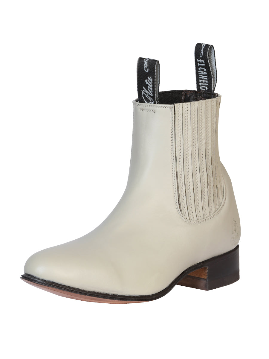 El Canelo "Plata" Premium Charro Ankle Boot – Oyster – Style 233