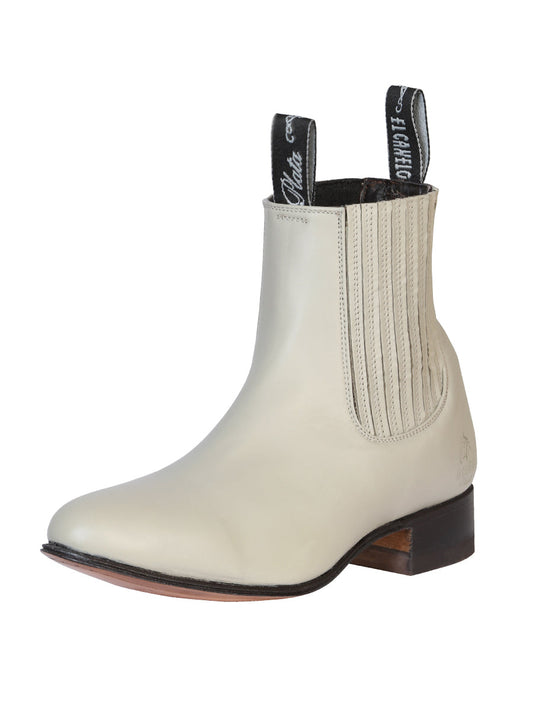 El Canelo "Plata" Premium Charro Ankle Boot – Oyster – Style 233