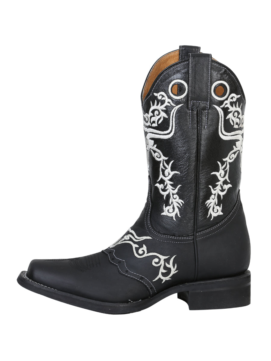 El General Men's Leather Cowboy Boot –  Black – Style 34313