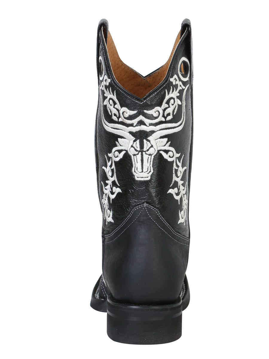 El General Men's Leather Cowboy Boot –  Black – Style 34313