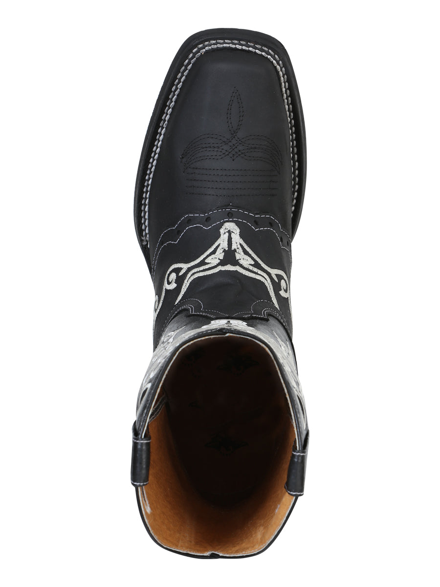 El General Men's Leather Cowboy Boot –  Black – Style 34313