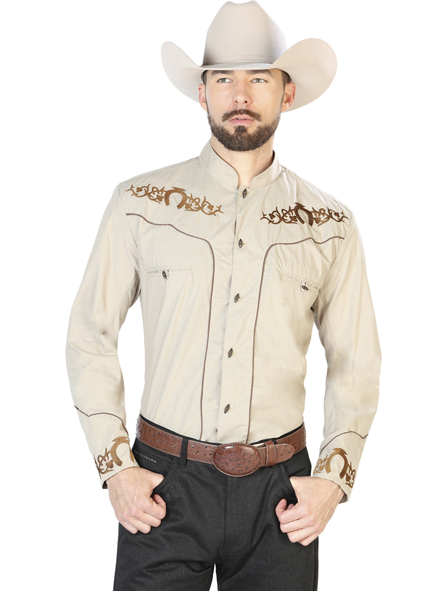 El General Charro Embroidery Shirt Khaki/Brown 40789