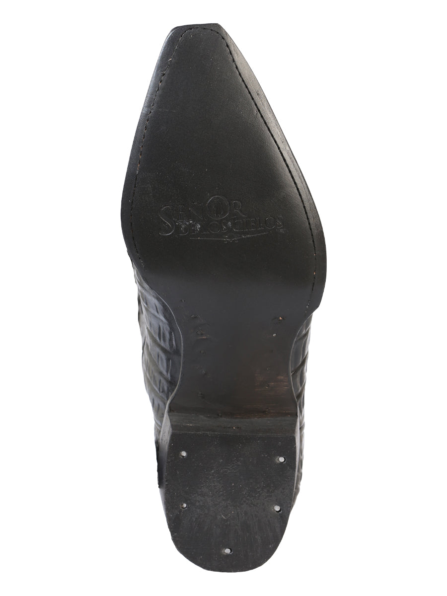 El Senor de los Cielos Men’s Leather Cowboy Boots - Caiman Print  - Black 40854