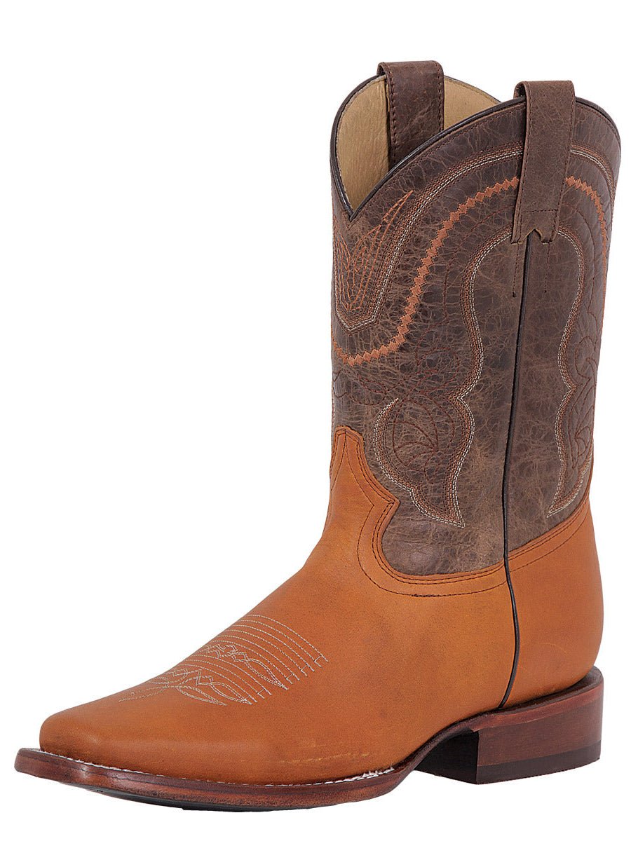 El General Men’s Leather Square Toe Cowboy Boot – Brandy – Style 42995