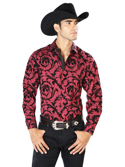 Dark Wine Casual Long Sleeve Shirt 43585