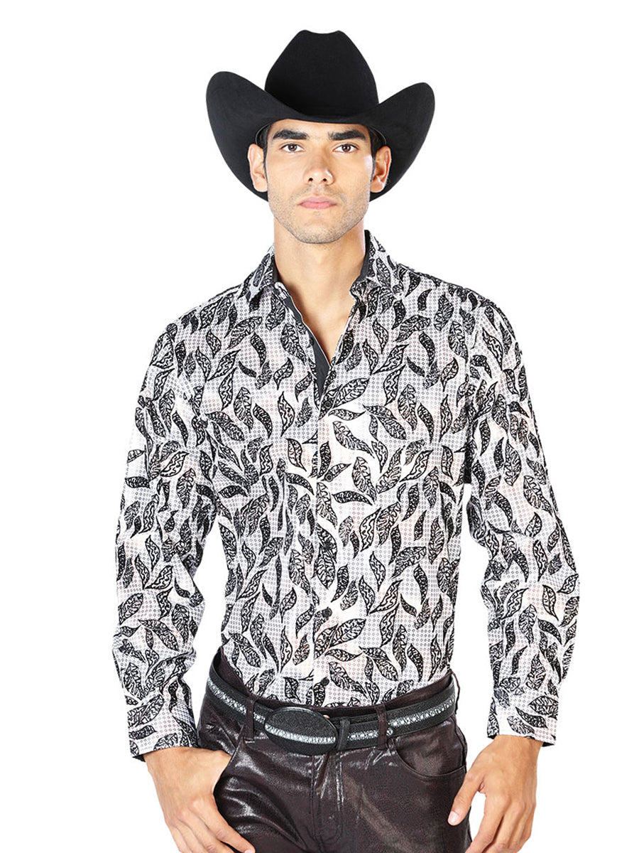 El Señor de los Cielos Casual Long Sleeve Shirt – White/Black – Style 43587