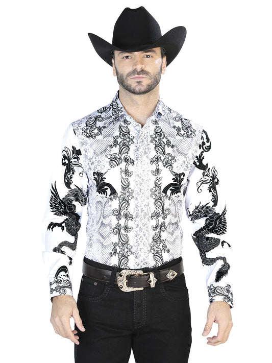 White Black Casual Long Sleeve Shirt 44066