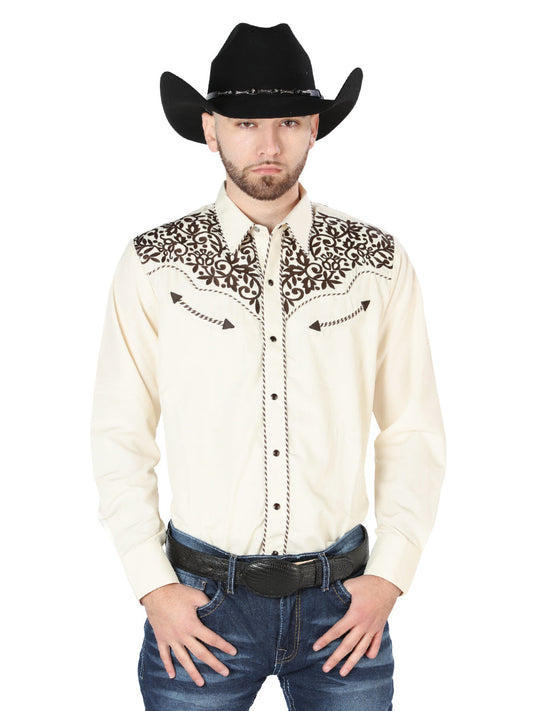 El General Embroidery Western Shirt Beige/Black 44193