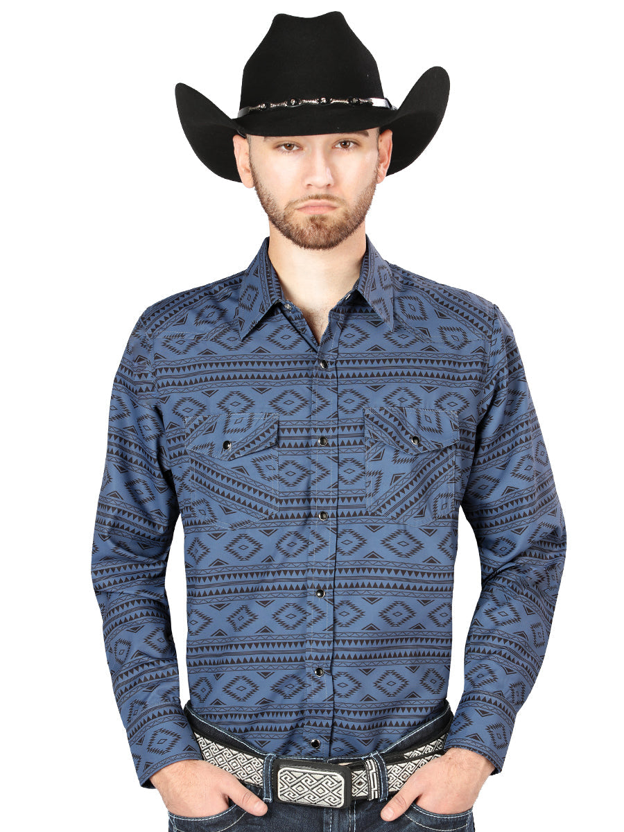 El Senor de los Cielos Men's Western Shirt - Blue 44204