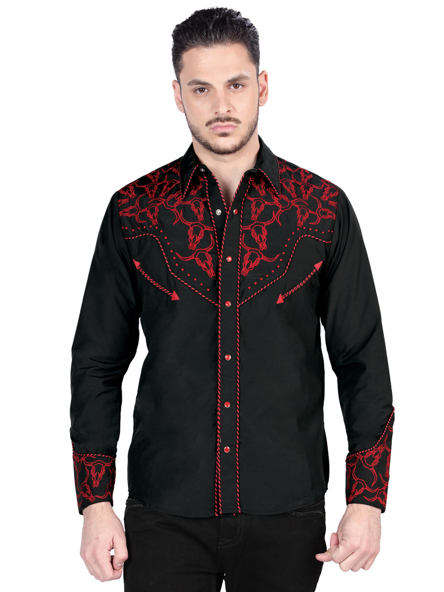 El General Embroidery Shirt Black/Red 44339
