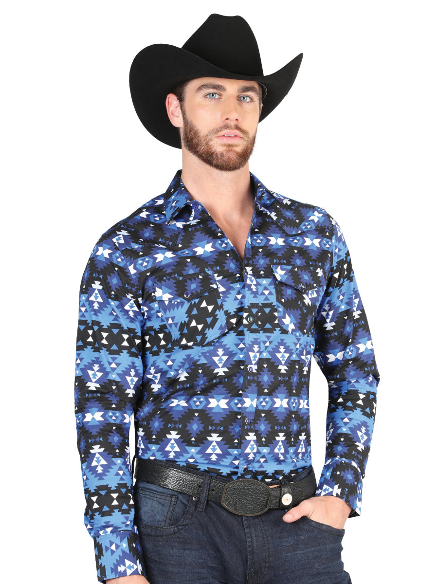 El Señor de los Cielos Pearl Snap Western Shirt – Blue – Style 44398