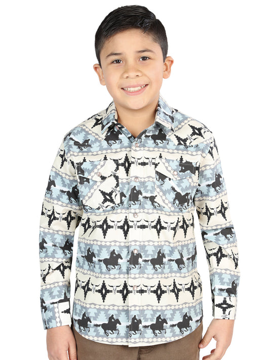 El Senor de los Cielos Kids Western Shirt - Blue 44494