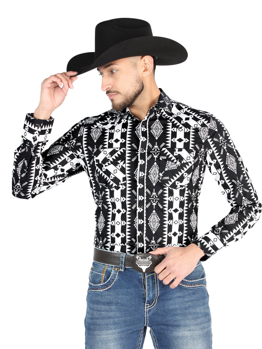 El Señor de los Cielos Pearl Snap Western Long Sleeve Shirt – Black – Style 44501