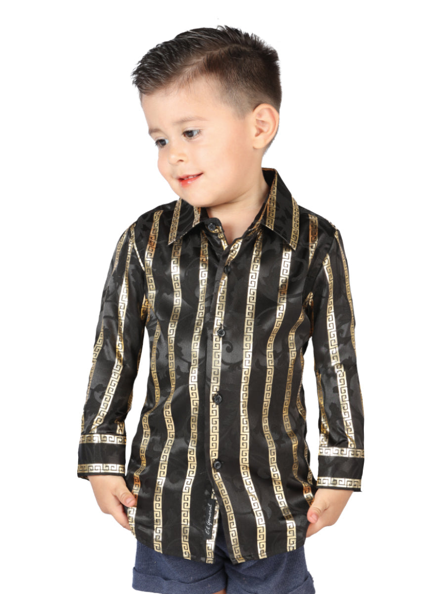 El Senor de los Cielos Kids Black/Gold Casual Long Sleeve Shirt 44572