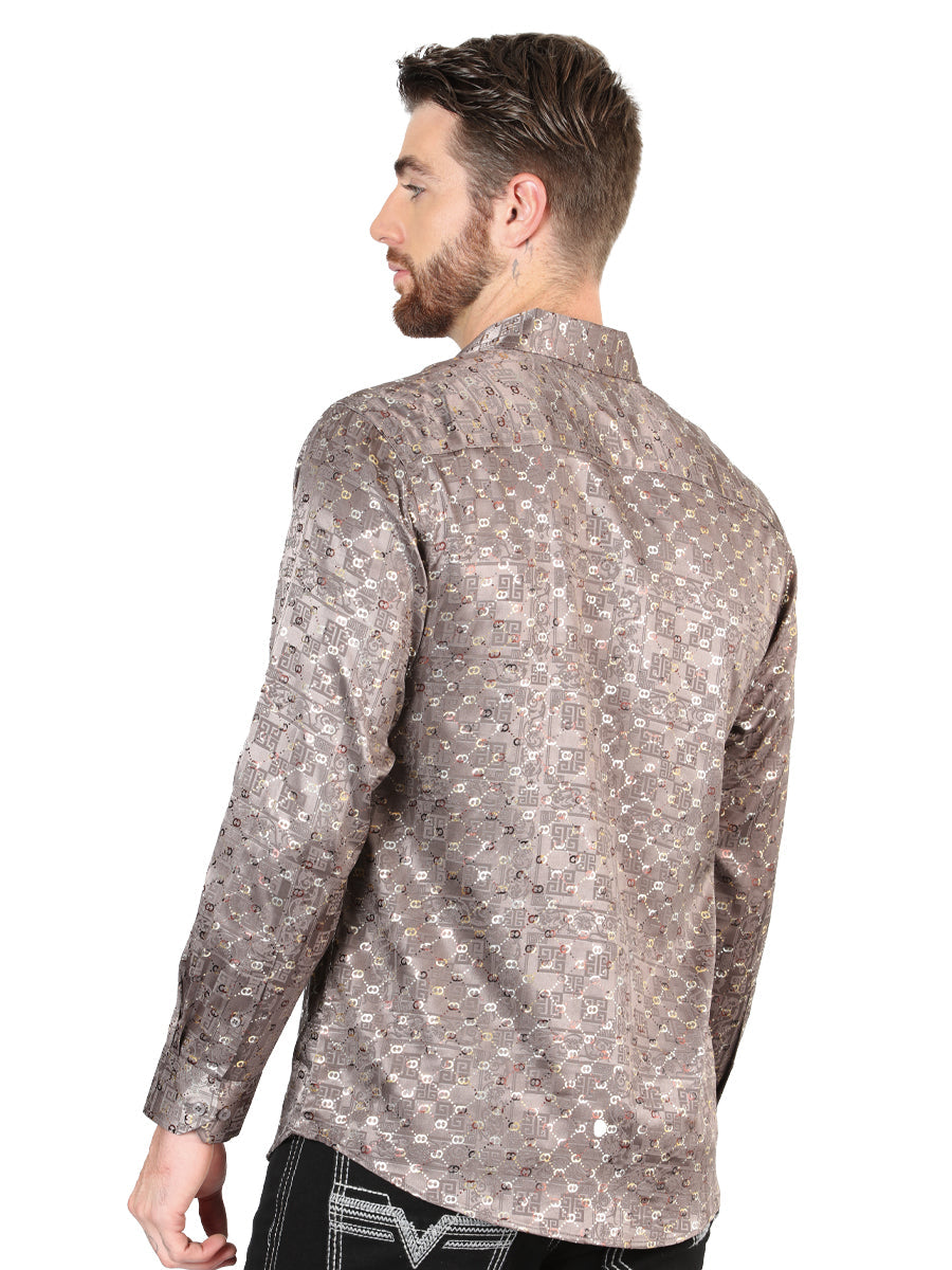 El Senor de los Cielos Men's Brown Casual Long-Sleeve Shirt 44576