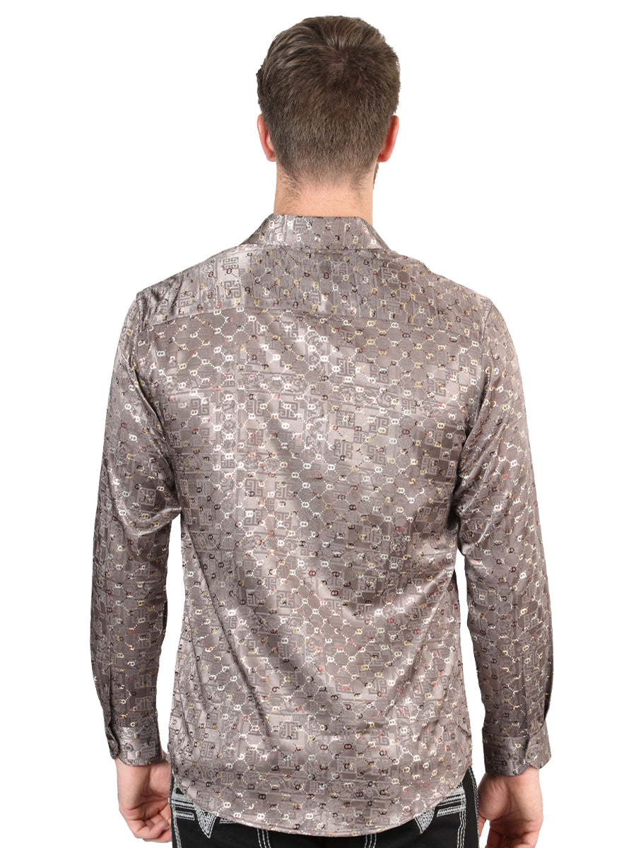 El Senor de los Cielos Men's Brown Casual Long-Sleeve Shirt 44576