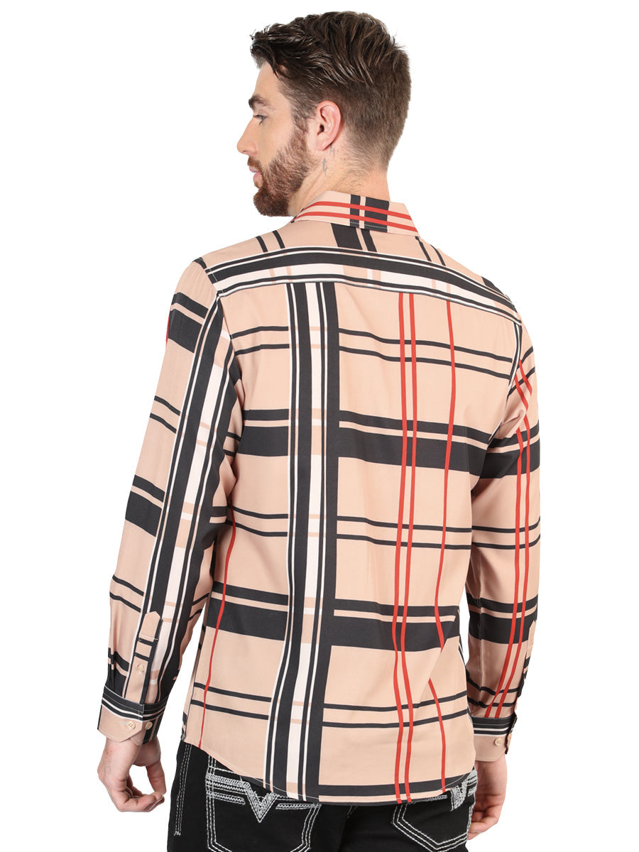 El Senor de los Cielos Men's Khaki Casual Long-Sleeve Shirt 44599