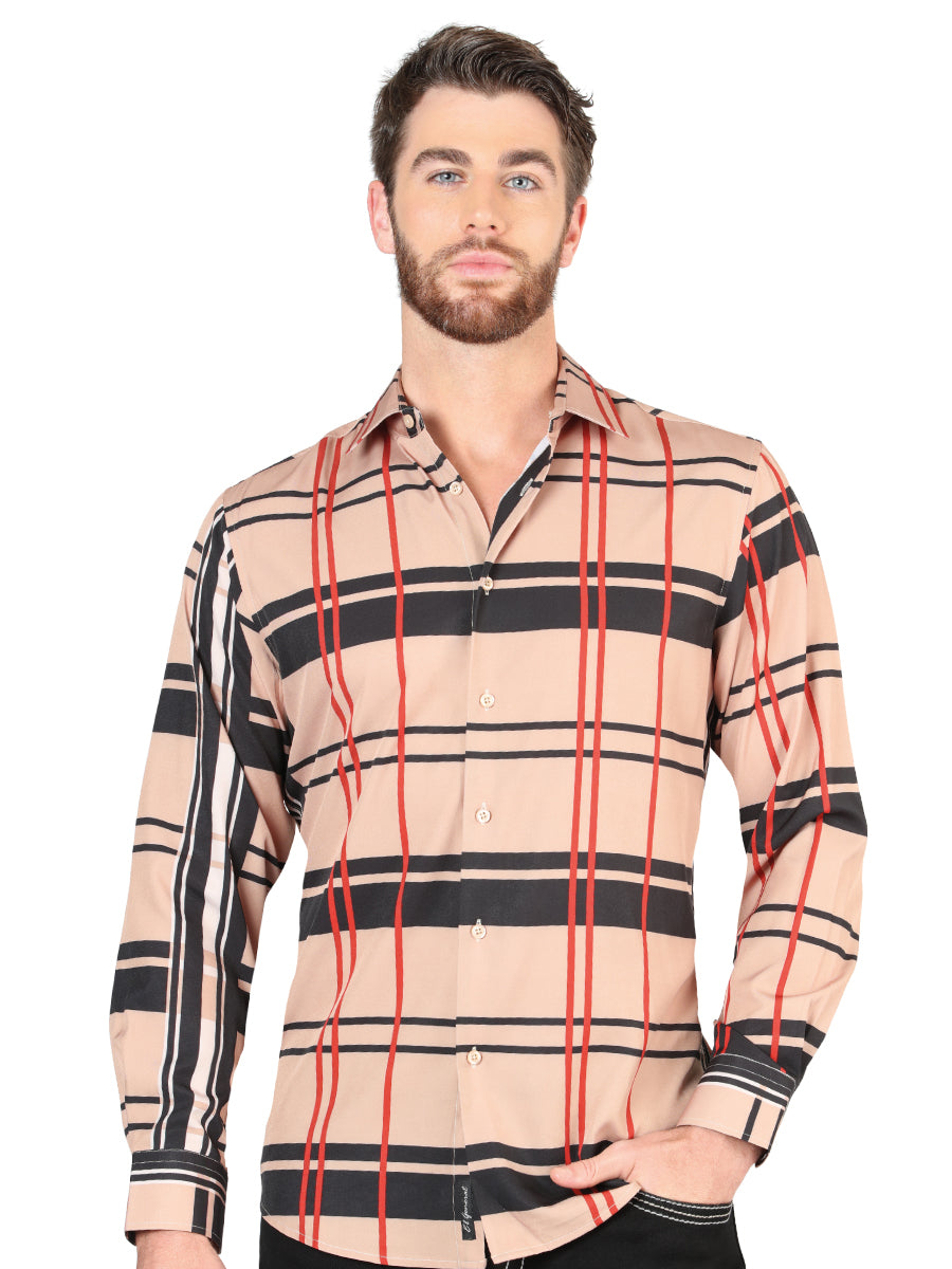 El Senor de los Cielos Men's Khaki Casual Long-Sleeve Shirt 44599