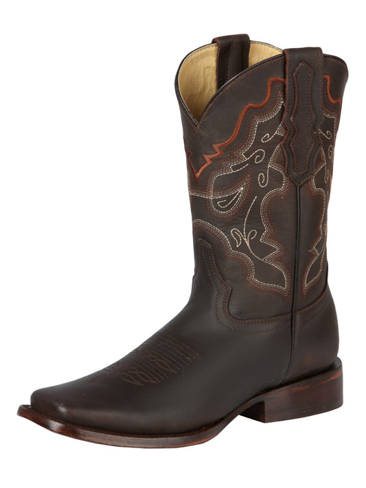 El General Men’s Leather Cowboy Boot – Brown – Style 44656