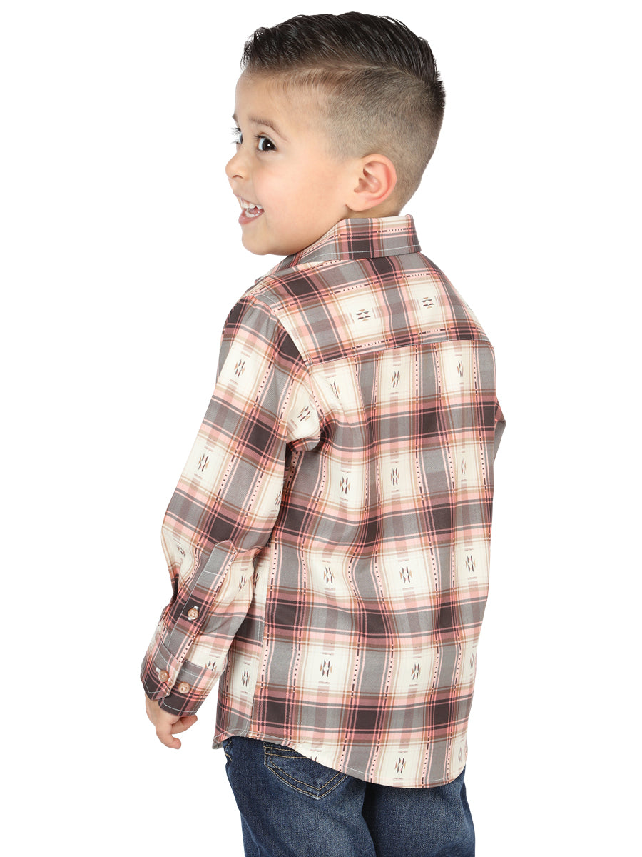 El Senor de los Cielos Kids Orange/Beige Casual Long-Sleeve Shirt 44733