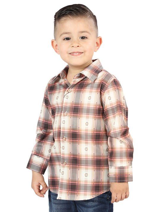 El Senor de los Cielos Kids Orange/Beige Casual Long-Sleeve Shirt 44733