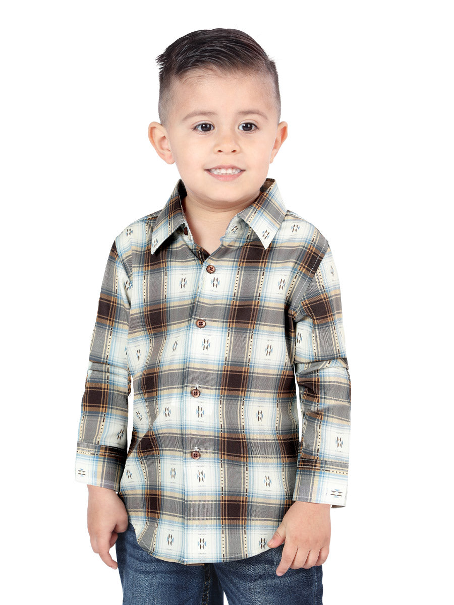 El Senor de los Cielos Kids Brown/Sand Casual Long-Sleeve Shirt 44734