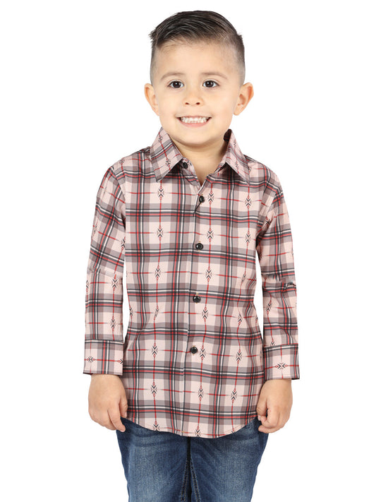 El Senor de los Cielos Kids Beige/Red Casual Long Sleeve Shirt 44745