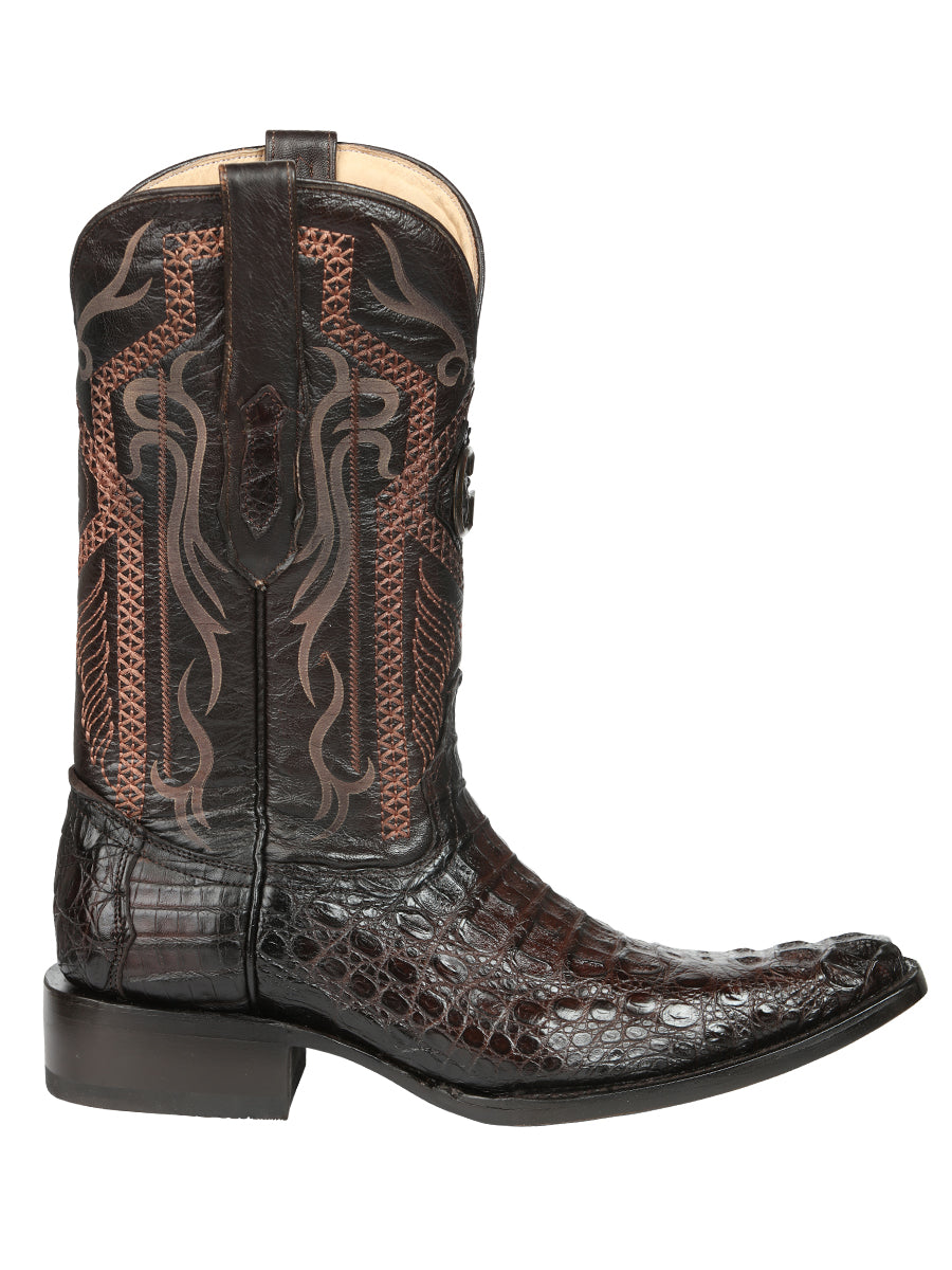 El General Men's Exotic Caiman Nuca Hornback Cowboy Boots - Brown 45082