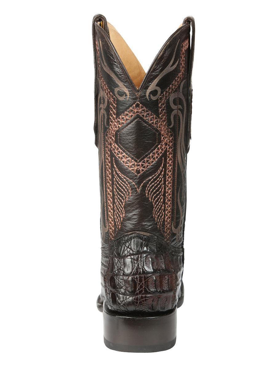 El General Men's Exotic Caiman Nuca Hornback Cowboy Boots - Brown 45082