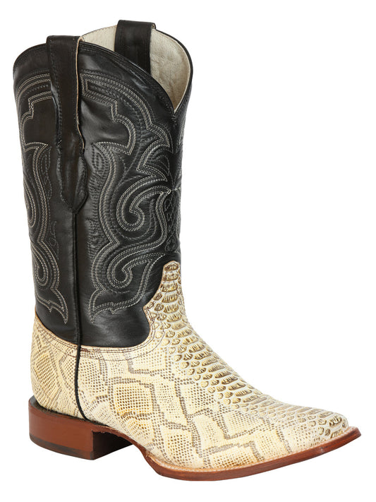 El General Men’s Python Imitation Rodeo Boots - Natural 45436