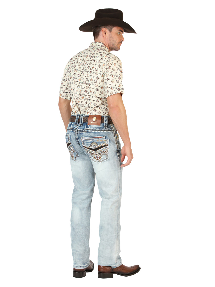 Centenario GOLD Men's Premium Denim Boot Cut Pants - Medium Blue 45533