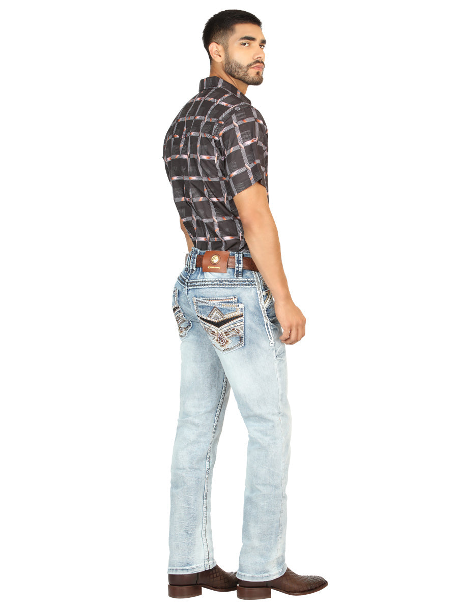 Centenario GOLD Men's Premium Denim Boot Cut Pants - Medium Blue 45533