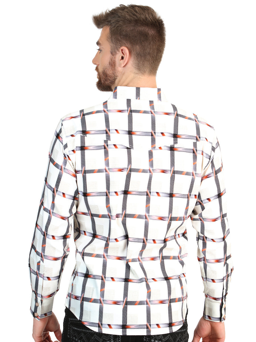 El General Men’s Long Sleeve Western Shirt - White 45599