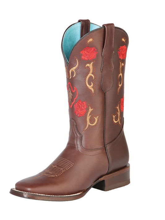 El General Women's Square Toe Cowboy Boot - Crazy Brown 125370