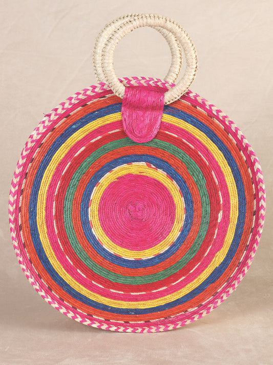 Mexican Artisanal 100% Palm Straw Hand Woven Bag - Multicolor 602298